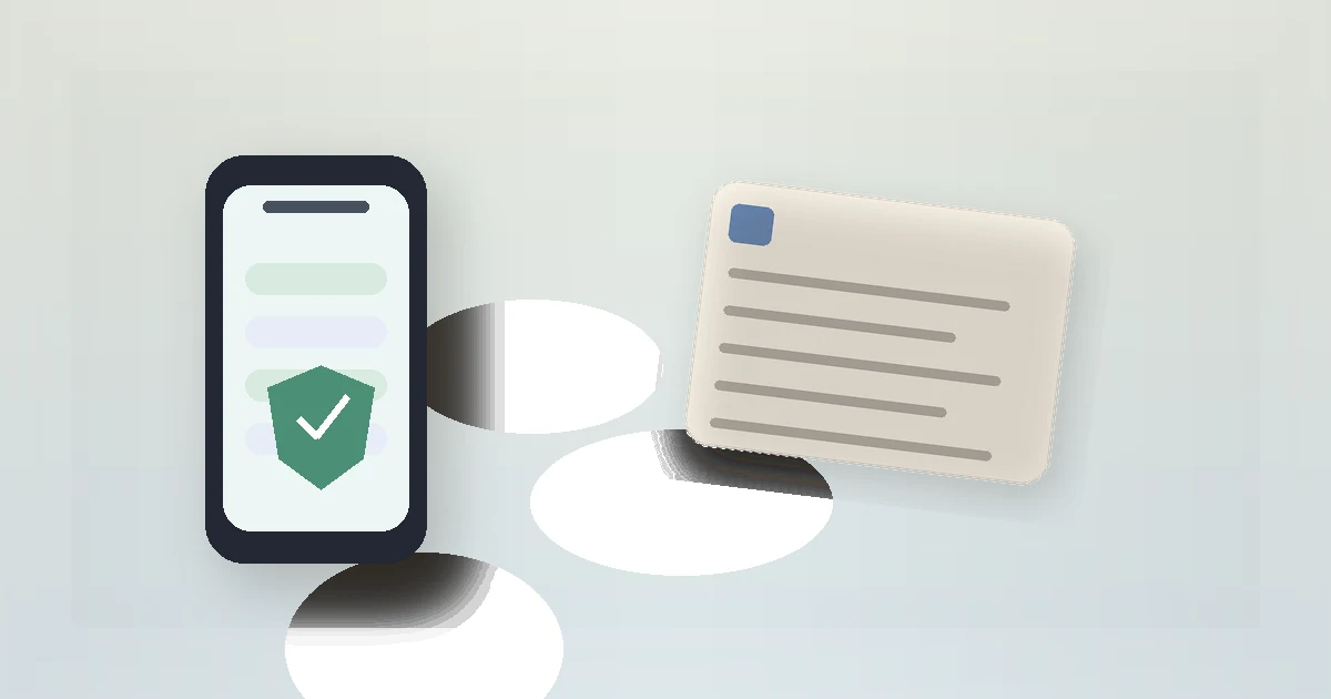 How to Block Spam Calls and Texts (iPhone and Android) guide visual with a phone screen and settings note cards.