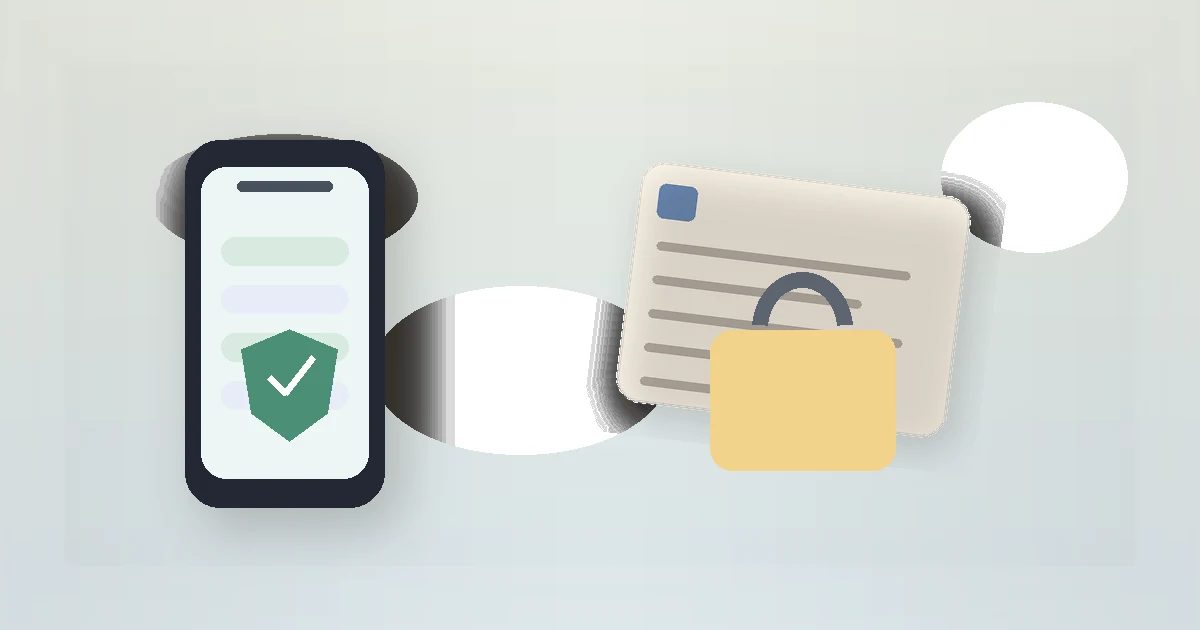 Password Tips for Older Adults guide visual with a phone screen and settings note cards.